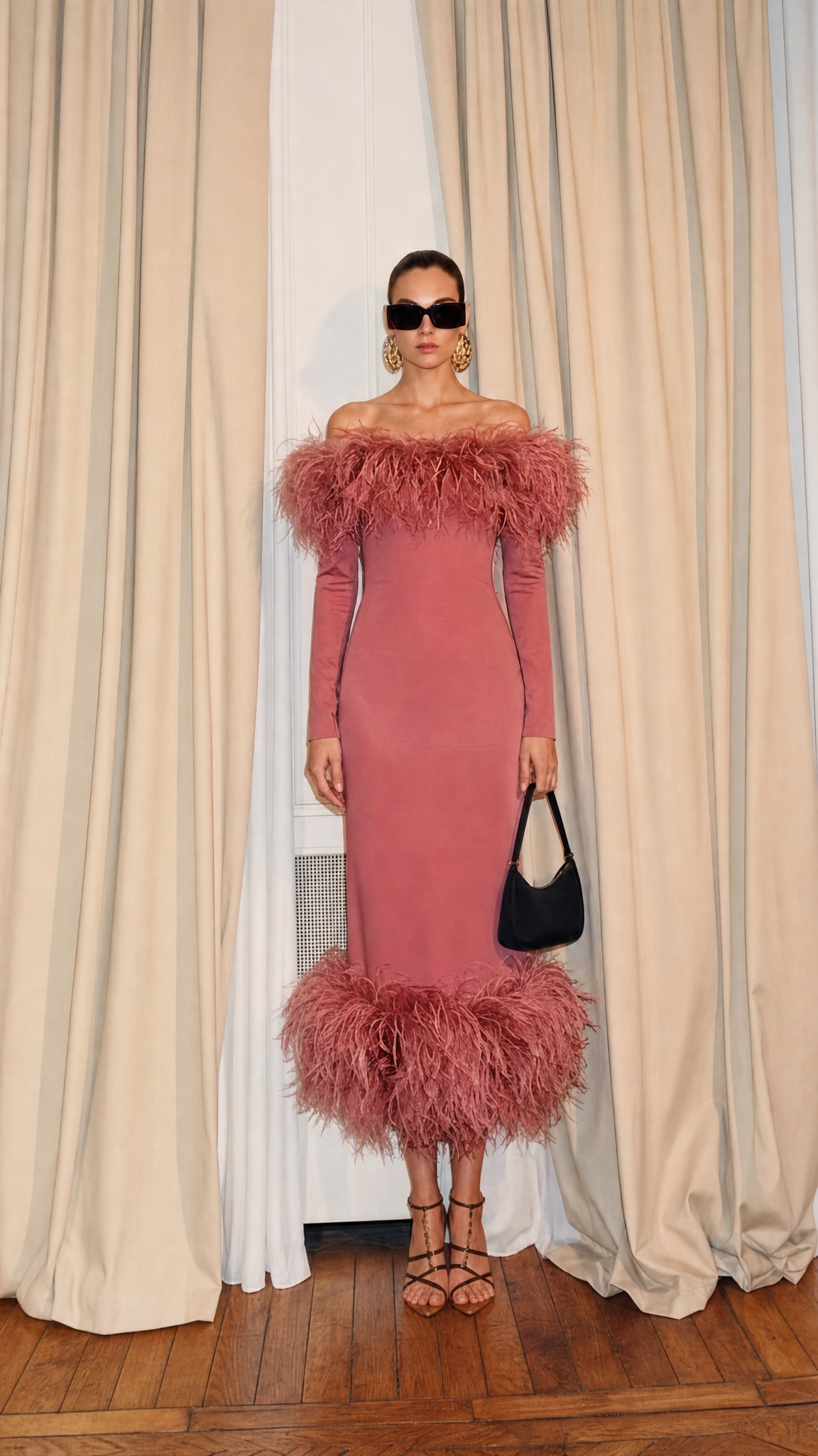 Rust Feathered Midi